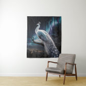 Schönes Weiß Pfau Aurora Borealis Landschaftlich Wandteppich (Beispiel)