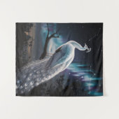 Schönes Weiß Pfau Aurora Borealis Landschaftlich Wandteppich (Vorderseite (Horizontal))