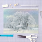 Schönes Weiß Pferd im Schnee Seidenpapier (Handwerk)