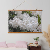 Schönes Weiß Rhododendron Blooms Bloral Wandteppich Mit Holzrahmen (Schlafzimmer)
