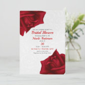 Schönes Weiß Textur Rote Rosen Brautparty Einladung (Stehend Vorderseite)