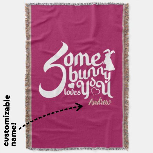 Schönes Weiß und Magenta Bunny Pun Typografy Decke