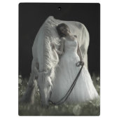 Schönes Weiße Pferd Klemmbrett (Rückseite)