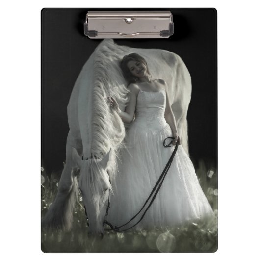 Schönes Weiße Pferd Klemmbrett (Vorderseite)