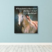 Schönes Weiße Pferd und Kleines Girl-Kissen Leinwanddruck (Insitu (Holzboden))