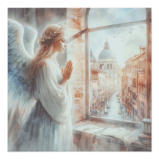Schönes weißes Aura Angelic Abbildung Gebet Poster (Vorderseite)