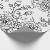 Schönes weißes Blumenfarbton-Papier des Schwarz-| Geschenkpapier (Ecke)