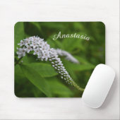 Schönes weißes Blumenmousepad mit Namen Mousepad (Mit Mouse)