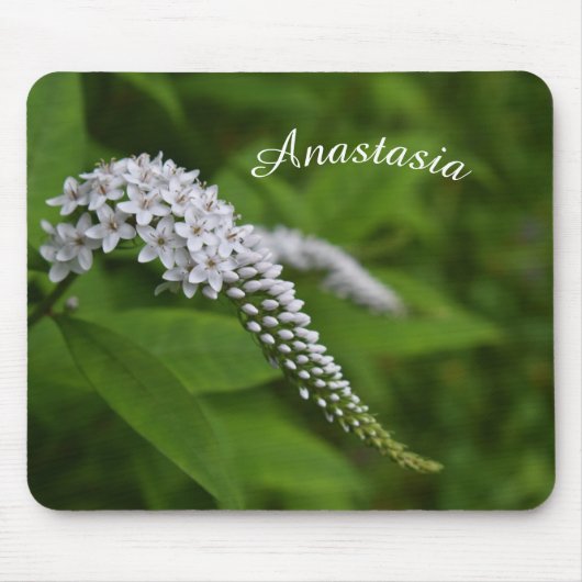 Schönes weißes Blumenmousepad mit Namen Mousepad (Vorne)