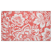 Schönes weißes Blumenmuster Korallen Hintergrund Stoff (Fat Quarter (45,7 x 55,9 cm))