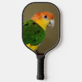 Schönes weißes Bündchen Kaique Parrot Posing Pickleball Schläger (Rückseite)
