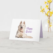 Schönes weißes deutsches Schäferhund Happy Oaster Karte (Gelbe Blume)