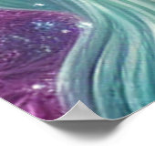 Schönes Weißes Einhorn mit Türkis und Lila Poster (Ecke)