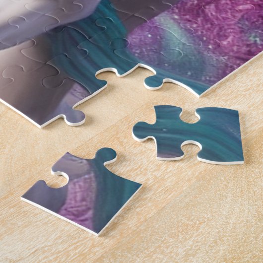 Schönes Weißes Einhorn mit Türkis und Lila Puzzle (Seite)