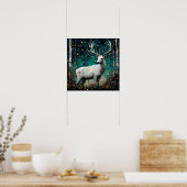Schönes Weißes Hirsch Poster (Küche)