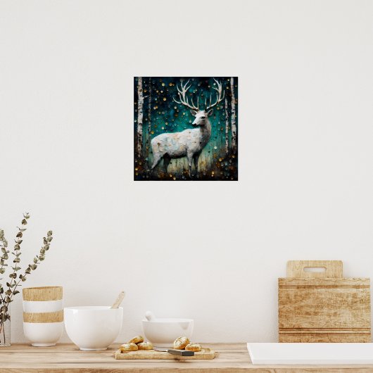 Schönes Weißes Hirsch Poster (Küche)