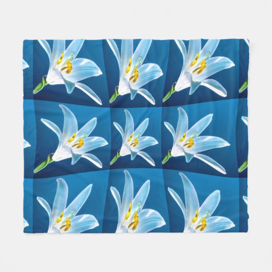 Schönes weißes Lilienmuster Fleecedecke (Vorderseite (Horizontal))