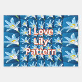 Schönes weißes Lilienmuster Geschenkpapier Set (Vorderseite)