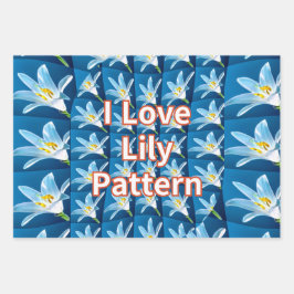 Schönes weißes Lilienmuster Geschenkpapier Set