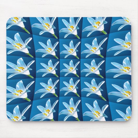 Schönes weißes Lilienmuster Mousepad (Vorne)