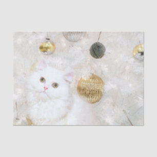 Schönes weißes Miezekatze Weihnachten Seidenpapier