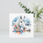 Schönes Weißes Pferd auf Bauernhof Weihnachten (Stehend Vorderseite)