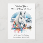 Schönes Weißes Pferd auf Bauernhof Weihnachten (Vorderseite)