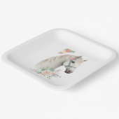 Schönes Weißes Pferd Boho Floral Pappteller (Gewinkelt)