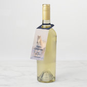 Schönes Weißes Pferd Galloping im Schnee Flaschenanhänger (Angewinkelt)