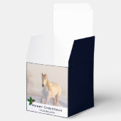 Schönes Weißes Pferd Galopp im Schnee Weihnachten Geschenkschachtel (Geöffnet)