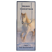 Schönes Weißes Pferd Galopp im Schnee Weihnachten Geschenktüte Für Weinflaschen (Vorderseite)