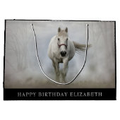 Schönes weißes Pferd Große Geschenktasche Große Geschenktüte (Rückseite)