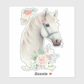 Schönes Weißes Pferd Kopf Boho Floral Aufkleber (Blatt)