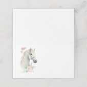 Schönes Weißes Pferd Kopf Boho Floral Platzkarte (Außenseite Aufgefaltet)