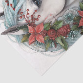 Schönes Weißes Pferd mit roten Blume Weihnachten Seidenpapier (Ausschnitt)