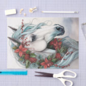 Schönes Weißes Pferd mit roten Blume Weihnachten Seidenpapier (Handwerk)