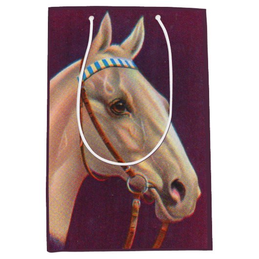 schönes weißes Pferd Mittlere Geschenktüte (Vorderseite)