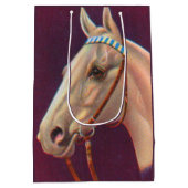 schönes weißes Pferd Mittlere Geschenktüte (Rückseite)