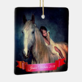 Schönes weißes Pferde-und kleines Keramikornament (Rechts)