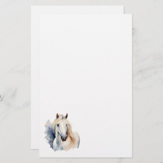 Schönes weißes Stallion Stationery Briefpapier (Vorne/Hinten)