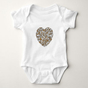 Schönes weißes und goldenes Marmorherz Baby Strampler