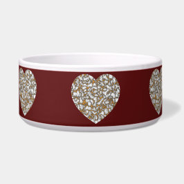 Schönes weißes und goldenes Marmorherz Napf