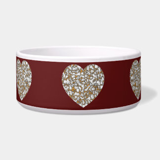 Schönes weißes und goldenes Marmorherz Napf