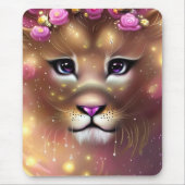 Schönes Whimsical Fantasy Girl Löwe Mousepad (Vorne)