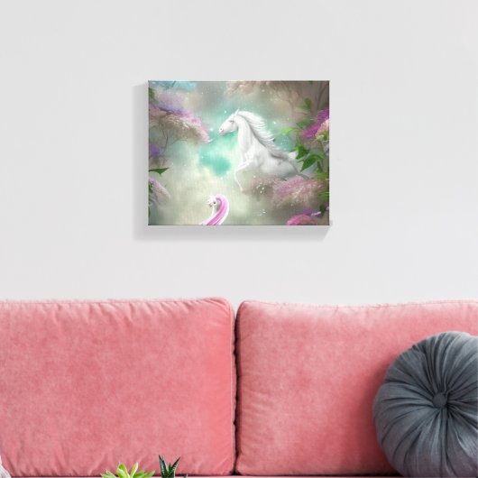 Schönes Whimsical Horse Animal Triptych Leinwanddruck (Insitu (Wohnzimmer))