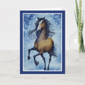Schönes Whimsical Pferd im Schnee Weihnachten (Vorderseite)