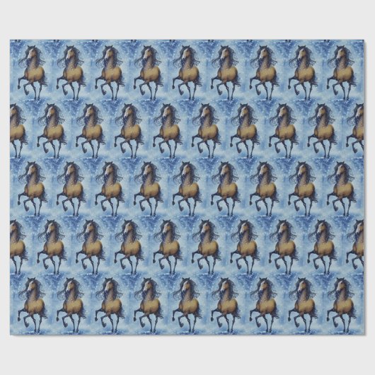 Schönes Whimsical Pferd im Schnee Winter Geschenkpapier (Flach)