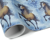 Schönes Whimsical Pferd im Schnee Winter Geschenkpapier (Rolleneckpunkt)