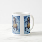Schönes Whimsical Pferd im Schnee Winter Kaffeetasse (VorderseiteRechts)