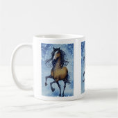 Schönes Whimsical Pferd im Schnee Winter Kaffeetasse (Links)